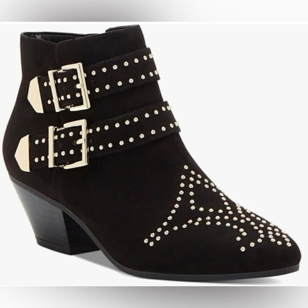 INC International Concepts SZ7 Edgy Studded Faux Suede Ankle Boot Moto Y2K Goth